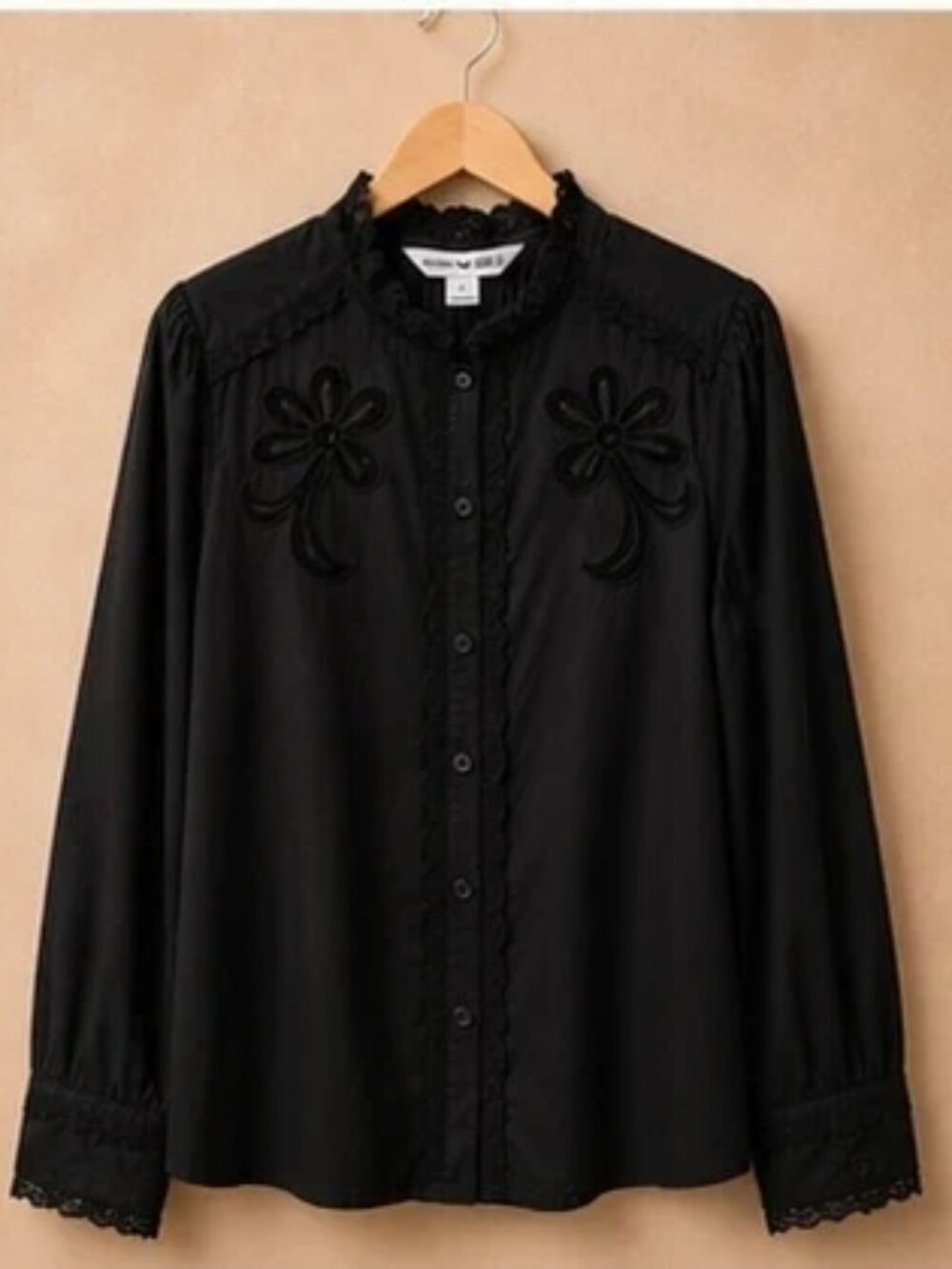 NWT Old Navy x Anna Sui Black Lace Blouse L | Romantic Boho Chic Button-Up Top